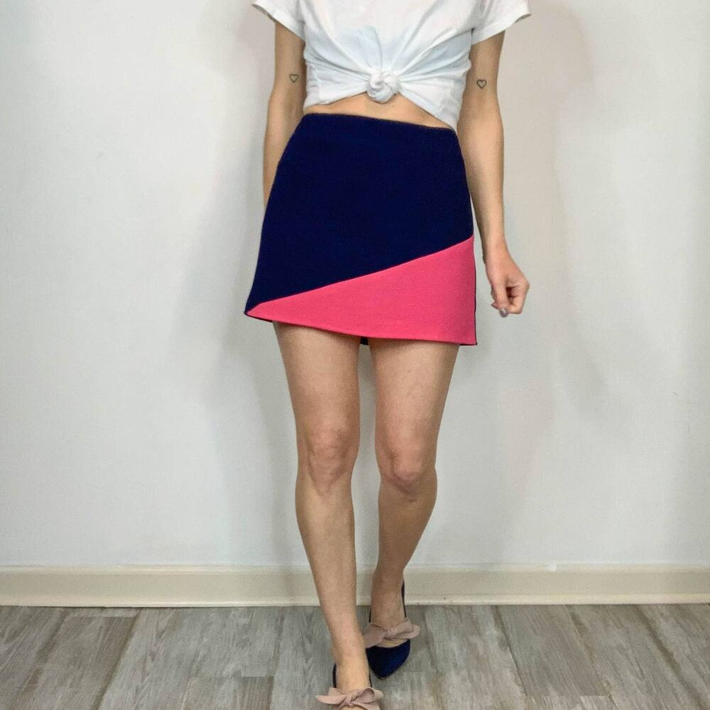 TOBI mini skirt navy pink color blocked A-line 90s y2k Barbiecore 2424